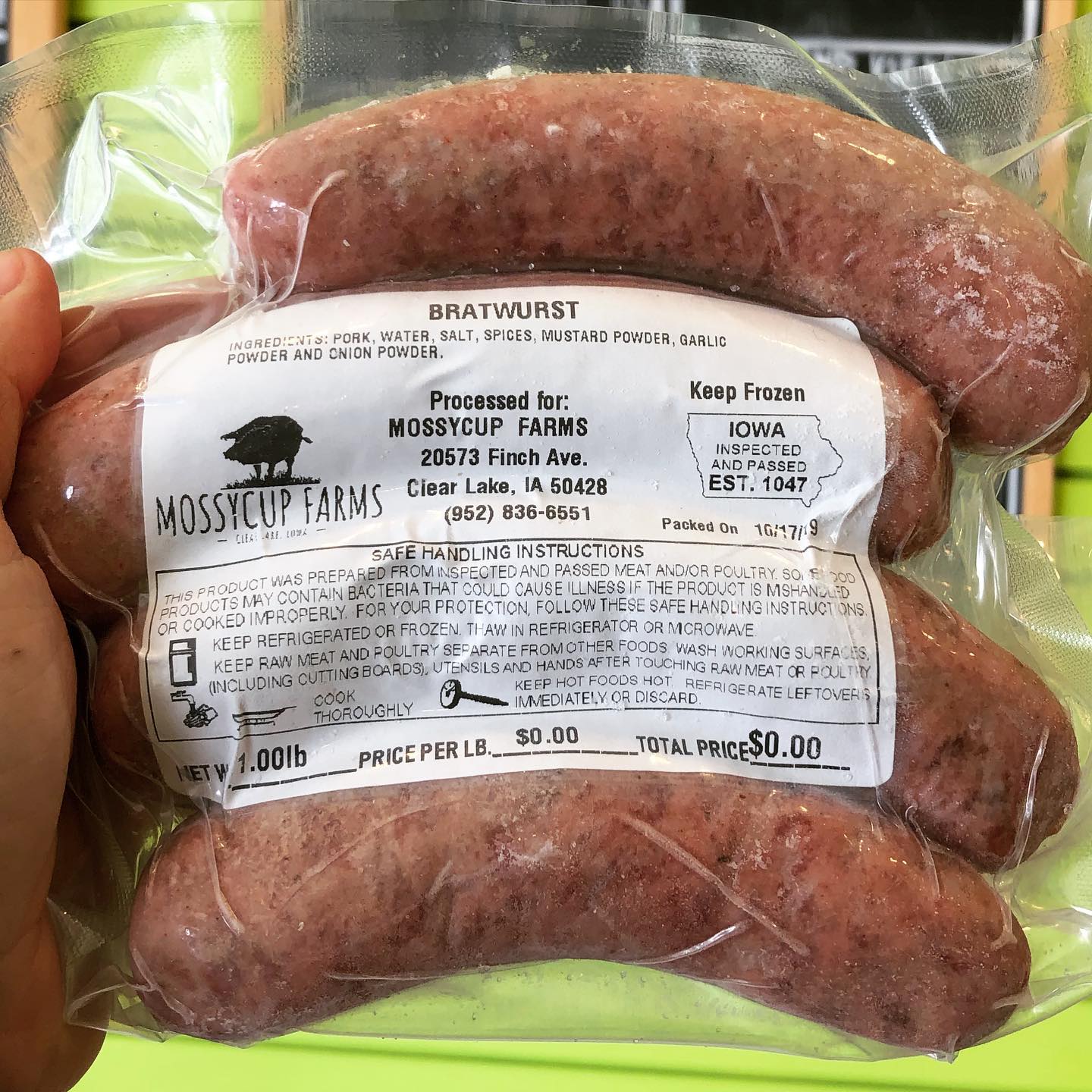 Pasture Raised & Organic Fed Bratwurst